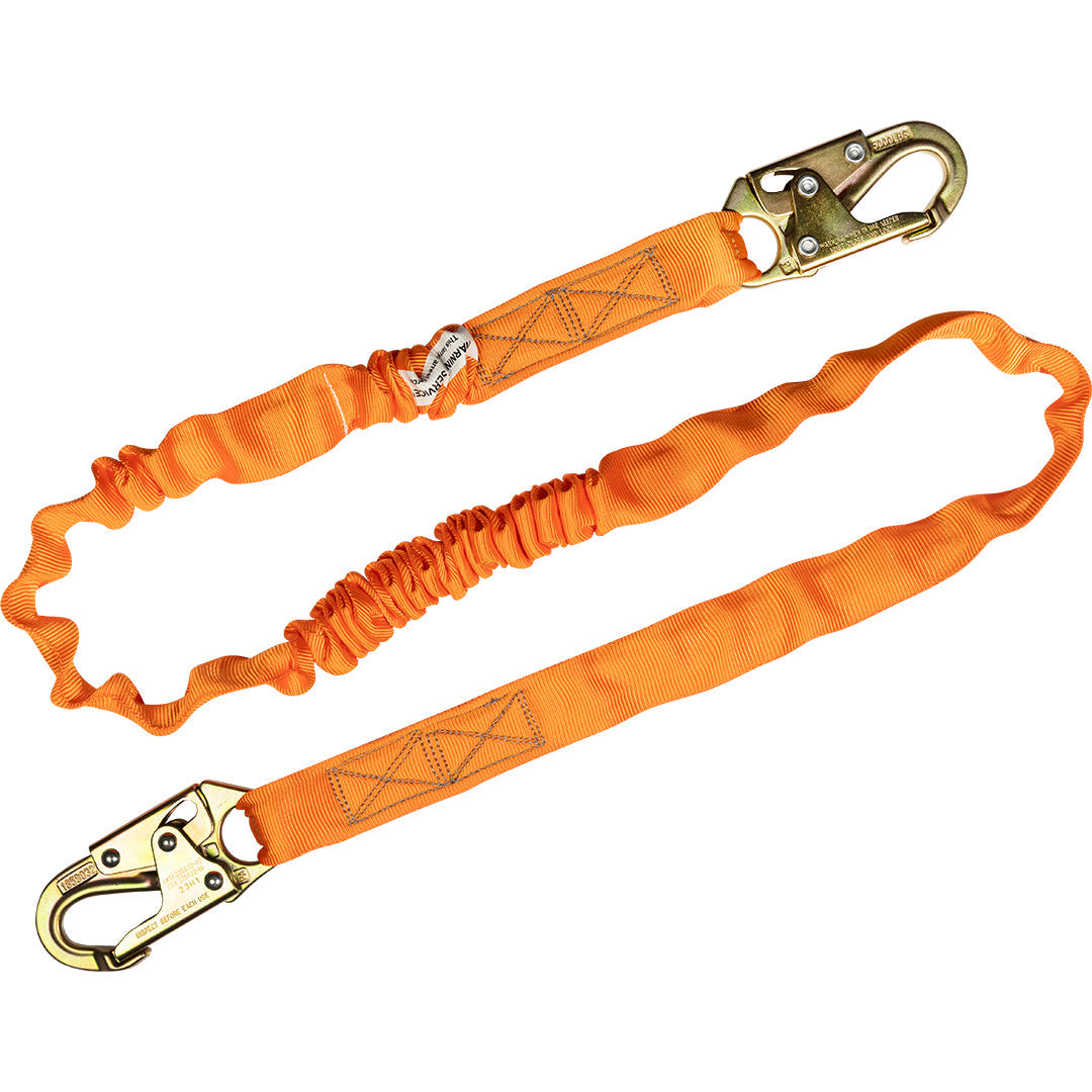 6' Single Leg Internal Shock Absorbing Lanyard – 2 Snap Hooks